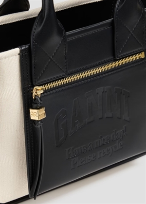 Small Pocket canvas tote Black A6795 Ganni 